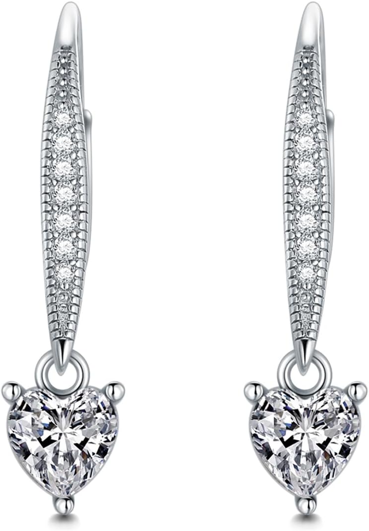 Moissanite Leverback Earrings for Women 18K White Gold Plated 925 Sterling Silver 1-2CT Moissanite Dangle Earrings Simulated Diamond D Color Moissanite Drop Earrings Birthday Wedding Anniversary Christmas Gifts for Her Wife - Image 6