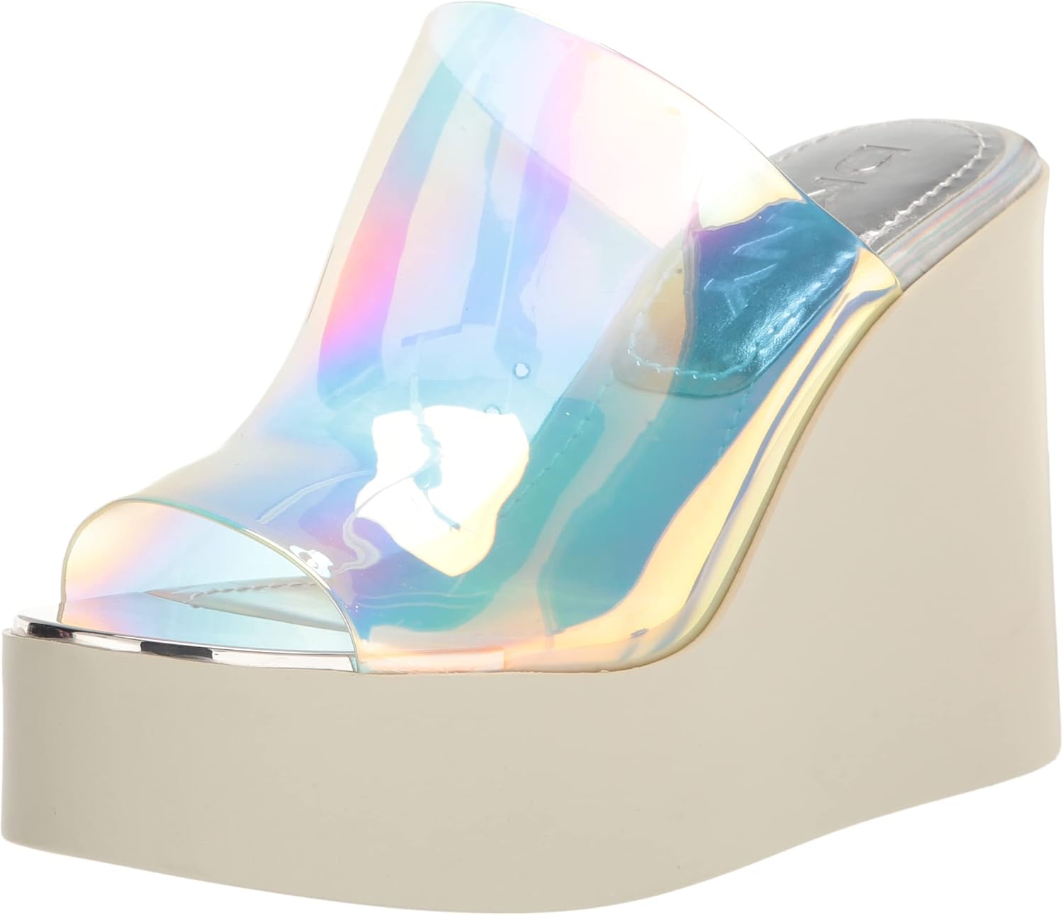 DKNY Women's Pen-Wedge Sandal Flat, Silver, 6.5