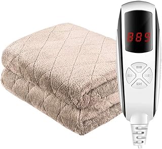 Koc elektryczny - Podgrzewany koc o podwójnym rozmiarze z 4 ustawieniami ogrzewania i inteligentnym wyłącznikiem czasowym - Pluszowy narzut z poliestru (beżowy, 180X150CM) (Beżowy 180X120CM)