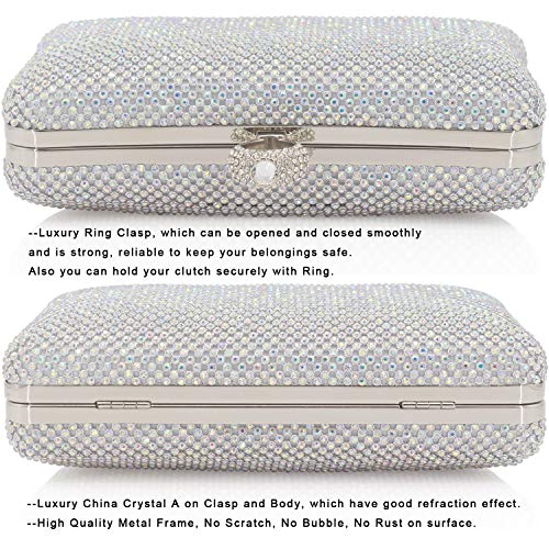 Image of Dexmay Rhinestone Clutch Purse with Crystal Clasp Evening Handbag for Bridal Wedding Party