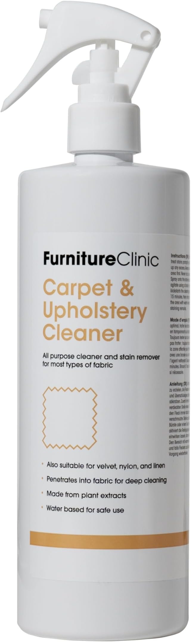 Carpet & Upholstery Cleaner Spray - Carpet Cleaner Solution for All Fabrics, Textiles & Carpets - Stain Remover - Safe to Use On Silk & Wool (500ml)