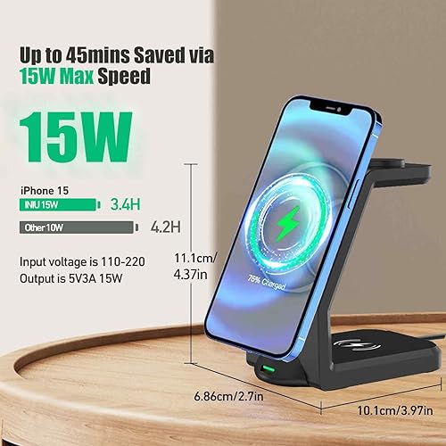 Miniatura 2 de Estación de carga inalámbrica magnética 3 en 1 para Apple múltiples dispositivos, soporte de carga inalámbrico para Apple-1514 Pro Max, iWatch