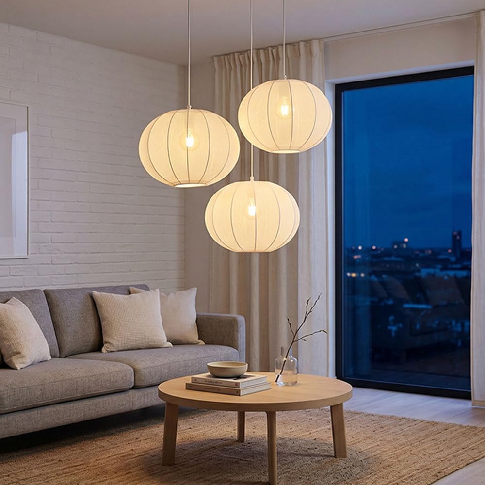 Nowoczesny minimalistyczny żyrandol materiałowy, 14,2 cala, lampa stołowa do jadalni