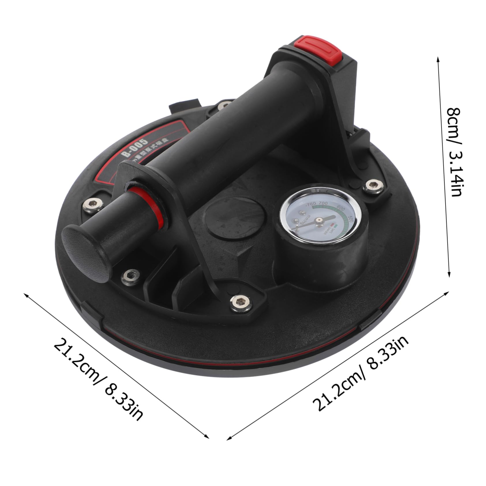 PRETYZOOM Strong Suction Cup Lifter for Tiles Glass and Heavy Duty Items Pressure Gauge Included Use