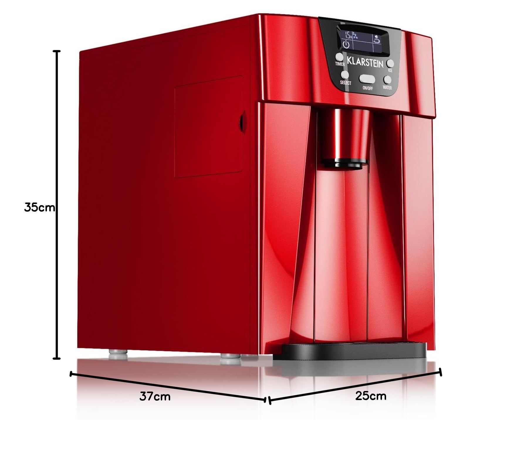 Klarstein Ice Volcano 2GR Fabbricatore Macchina Per Cubetti di Ghiaccio (12kg/24h, Serbatoio da 2 litri, Pannello di controllo soft touch, 2 diverse dimensioni dei cubetti) Rossa