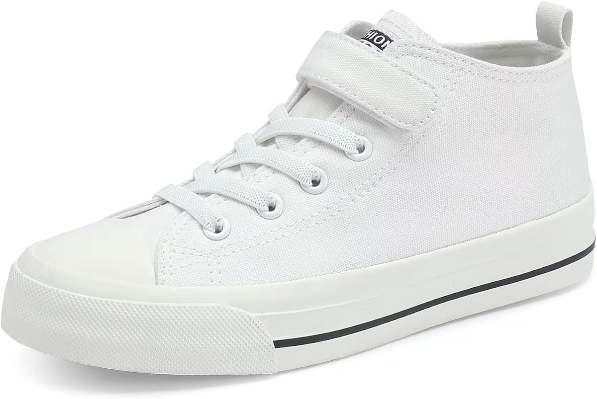 Toddler Little Kid Sneakers Boys and Girls Canvas Shoes High Top Casual Lightweight Classic Adjustable Strap Sneakers
