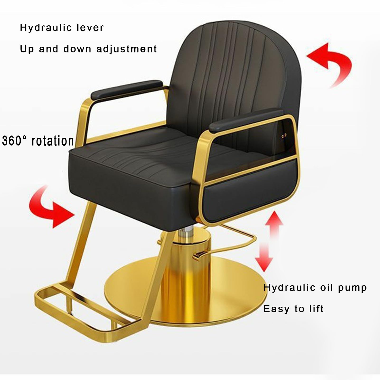 Friseurstuhl, höhenverstellbar, hydraulischer Friseurstuhl mit 360-Grad-Drehung, multifunktionaler Shampoo-Stuhl für Stylisten
