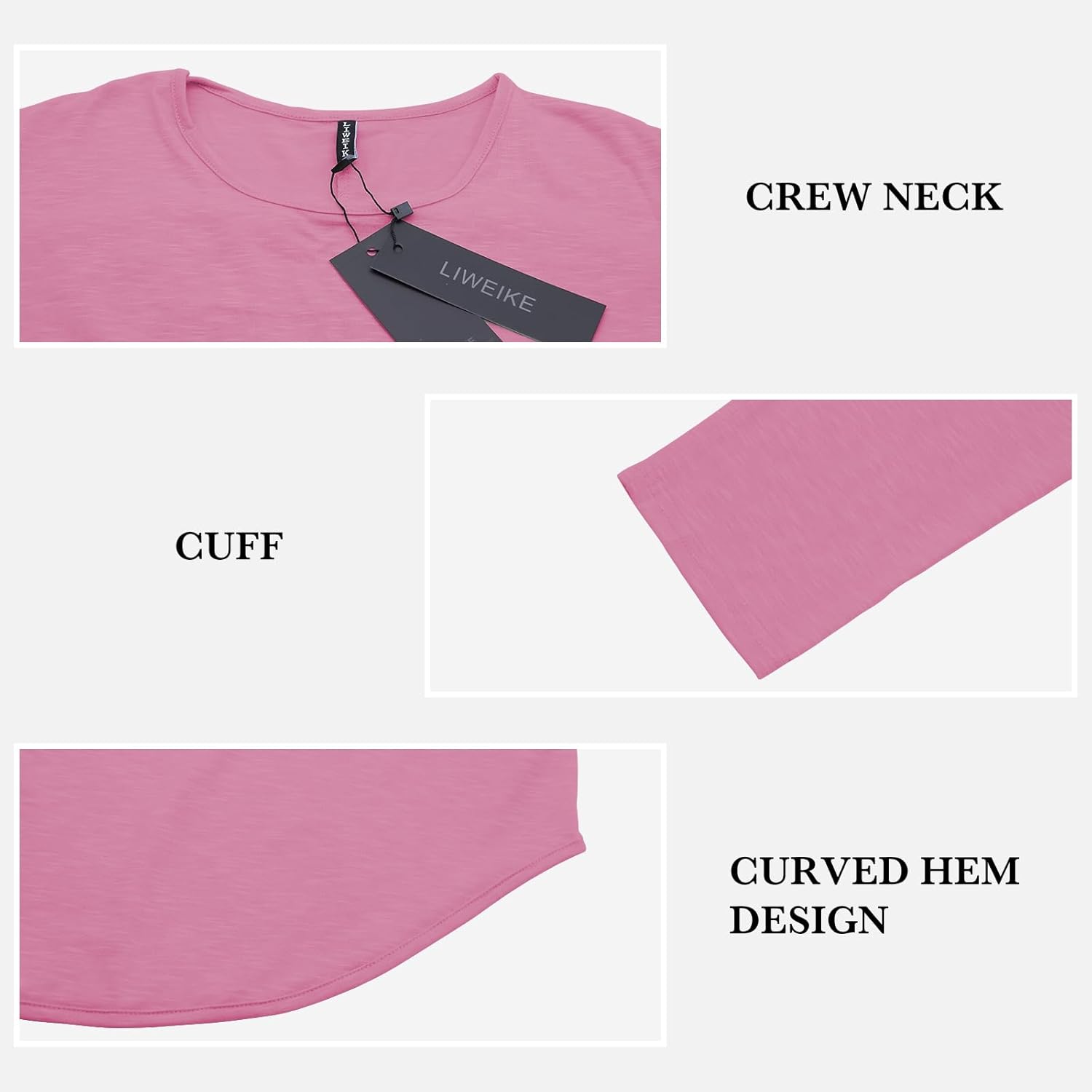 LIWEIKE Mens Hipster Hip Hop Longline Crewneck T-Shirt - Image 3