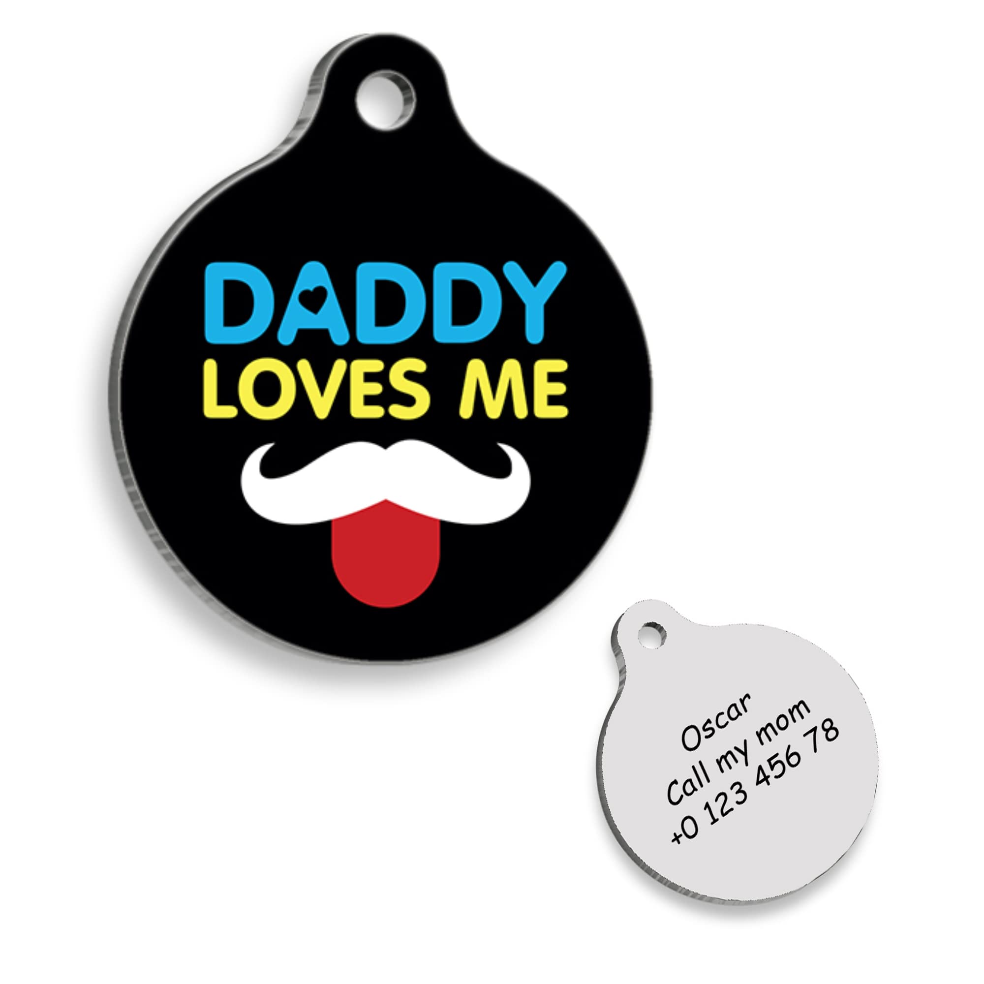 Daddy Loves Me Personalized Dog Tag - Custom Name Tag - ID Tag for Dog & Cat - Customized Pet Tags - Dog & Cat Name id Tag - Dog Name Tag - Engraved Dog Tag