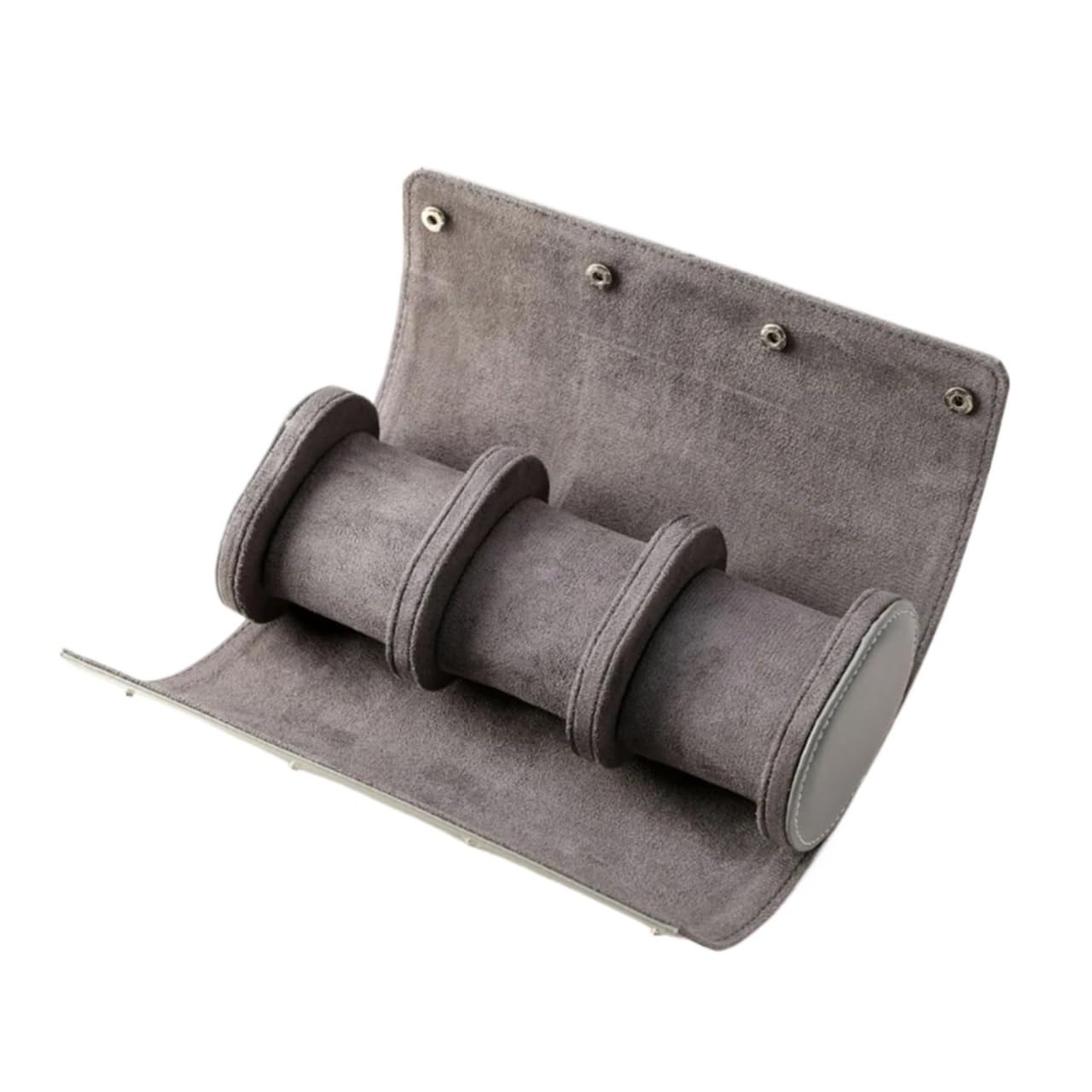 Scatola for Orologi Da 2 Pezzi Con Slot 1/2/3 Rosso Grigio Nero Per Orologi | Custodia for orologi da viaggio Organizer for espositori for gioielli Rotolo in pelle PU impermeabile(Grey,L)