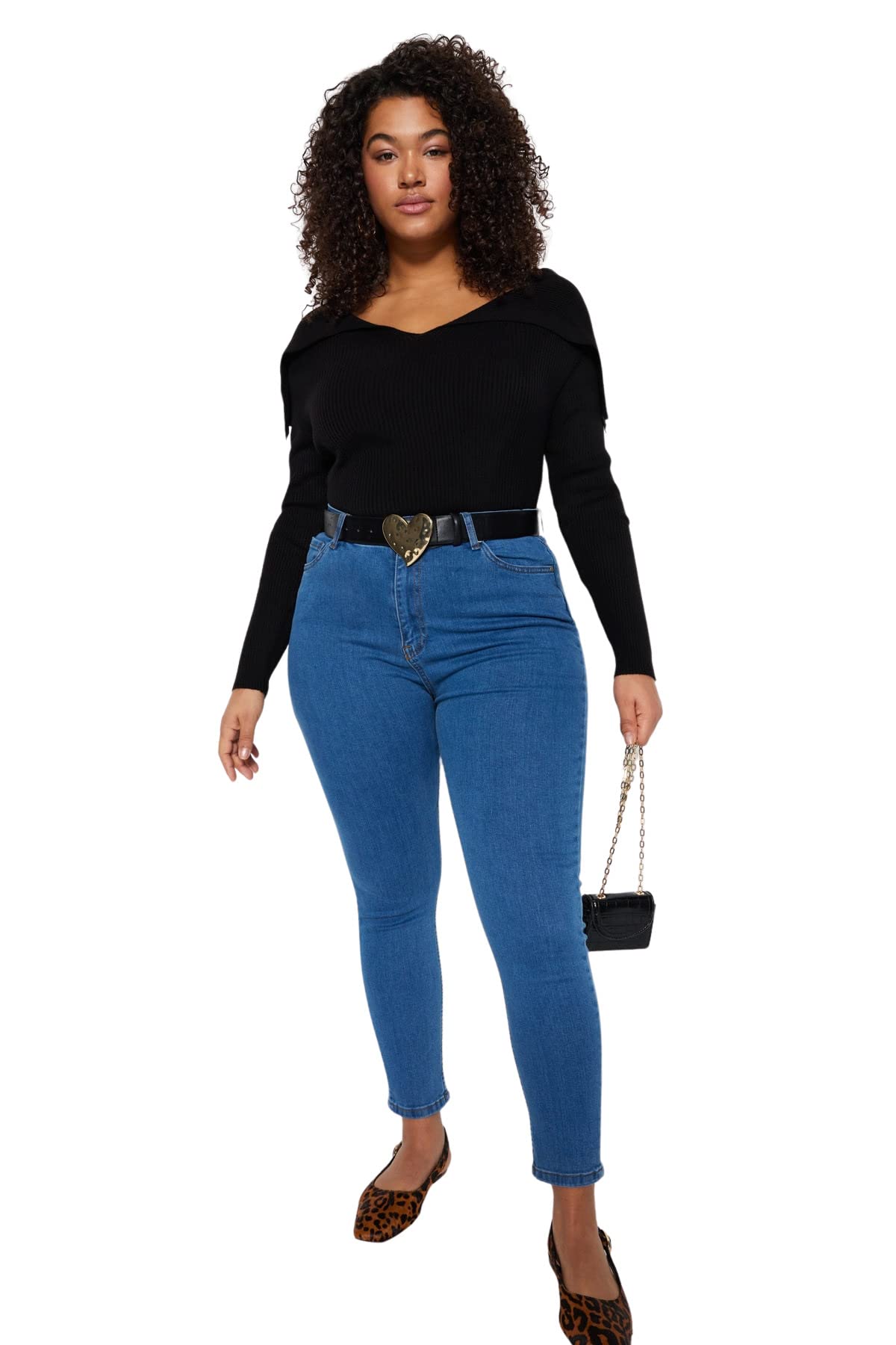 Trendyol Women Plus Size High Waist Skinny fit Plus Size Jeans,Dark Blue,46