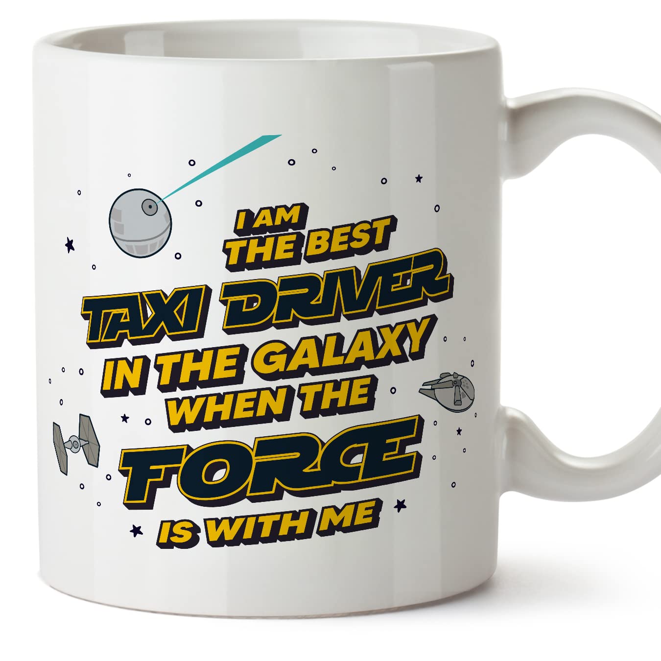 MUGFFINS Taxi Driver Mug - in English - Best in The Galaxy The Force is with Me - Funny Gift for Colleagues - Ceramic 11oz Mug โ image 1