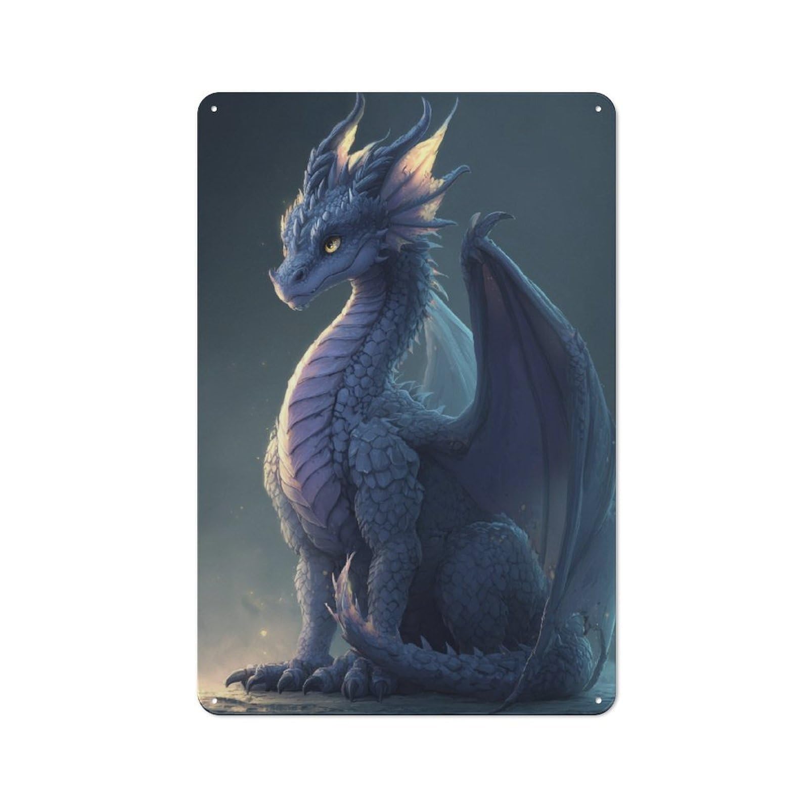 Majestic Dragon Art Retro Metal Wall Decor 30x20cm, Metal Wall Art Sign for Living Room, Hallway, Kitchen Or Cafe