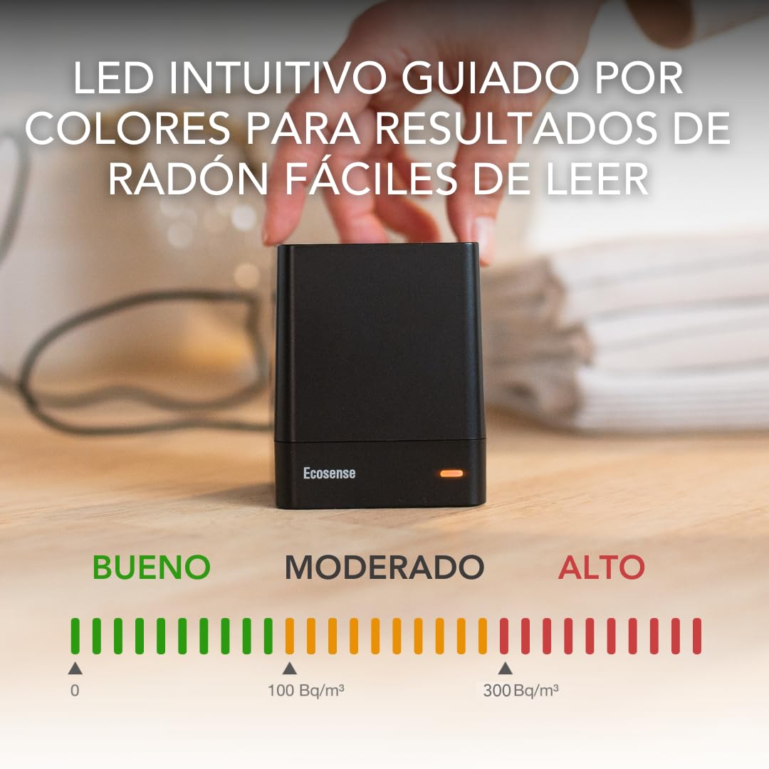 Ecosense EQ100 EcoQube, Instrumento de Medición Continua Inteligente para Personas, Fácil de Usar, Preciso, Wi-FI, Resultados en Bq/m3