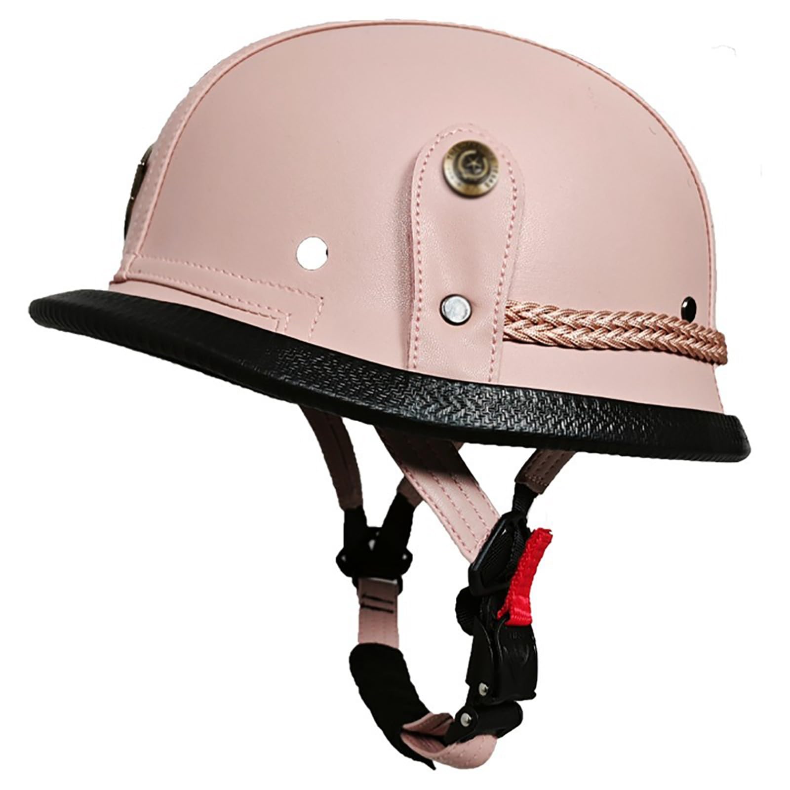 Skórzany kask motocyklowy vintage w stylu niemieckim, kask motocyklowy (półmodel) dla kobiet i mężczyzn, kask do skutera, choppera, motoroweru i cruiser, homologacji ECE 22.06