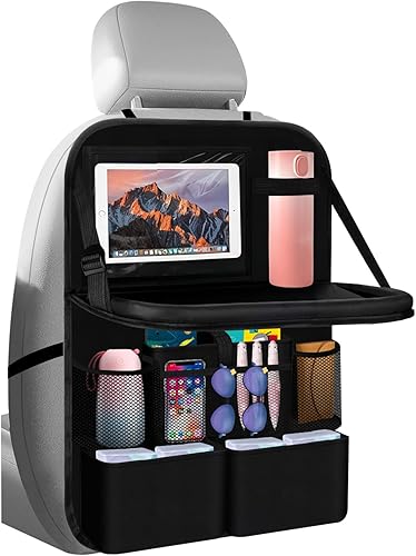 Organizador de asiento trasero mejorado 2026, organizador multifuncional para asiento trasero con bandeja para autos y portavasos, Roadtrip