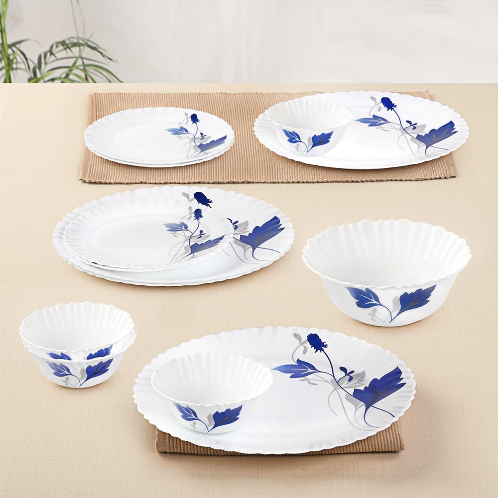 Larah by Borosil Fluted Series Ageria Opalware Dinner Set | 13 Piece for Family of 4 | Microwave & Dishwasher Safe | Bone-Ash Free | Crockery Set for Dining & Gifting | Plates & Bowls | White - Image 7 thumbnail