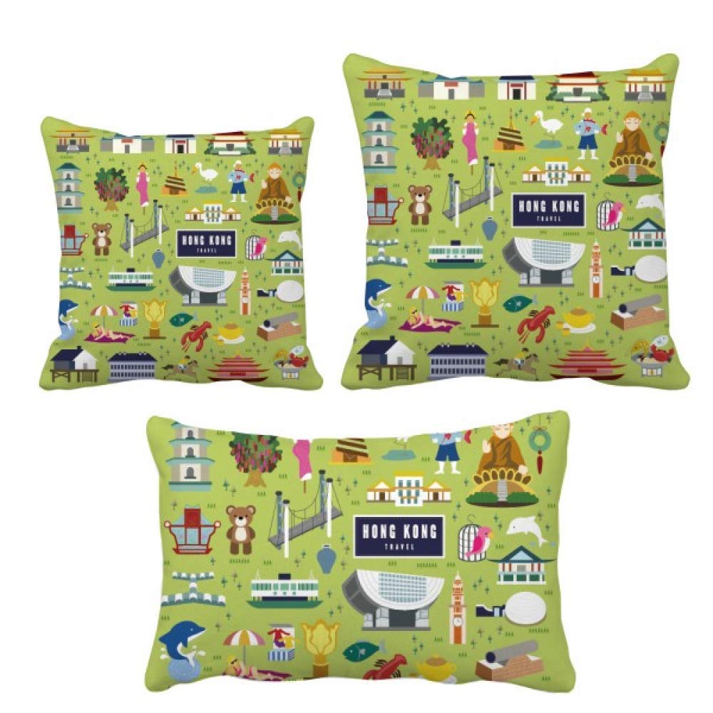 Coussin Hong Kong avec housse déco voyage pour salon chic