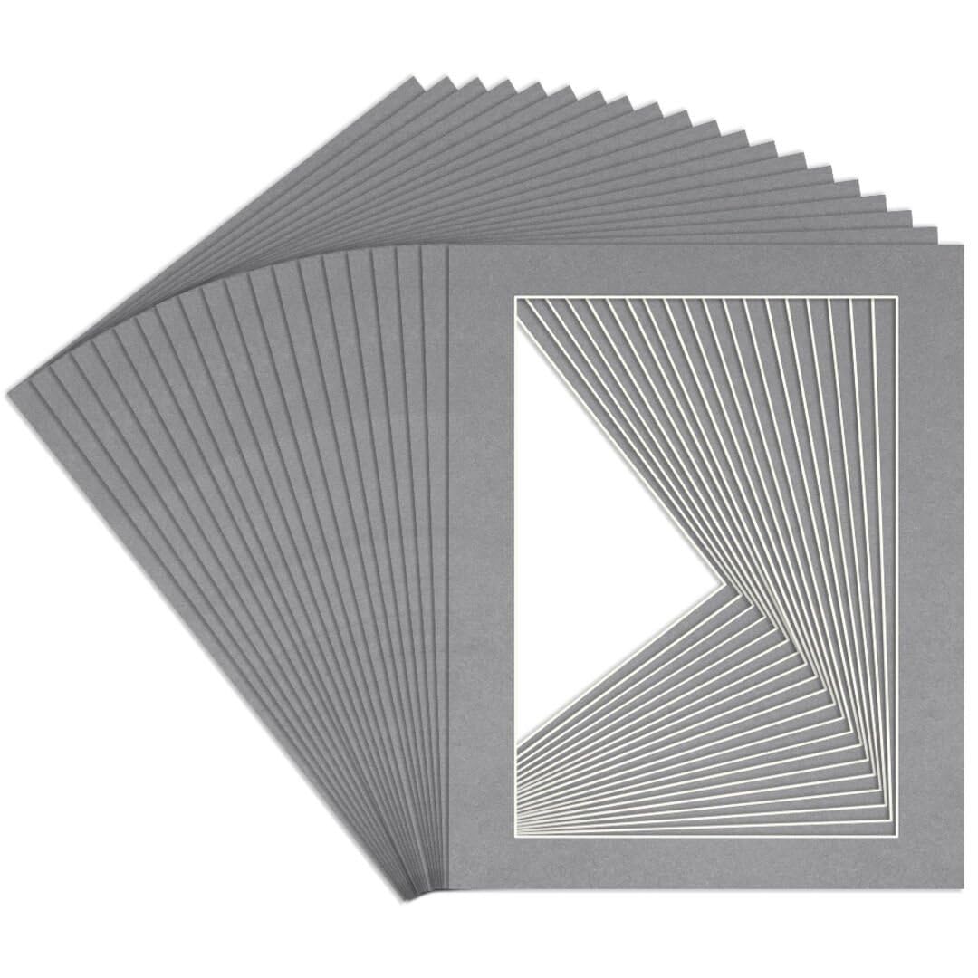 Procut Global 20x16" Mid Grey Picture Mounts to Fit A3 Aperture - Precision Cut Cardboard Photo Mount - Ideal for Frames, Prints, Artwork & Certificates - Sizes & Colours Available - 20 Pack โ image 1