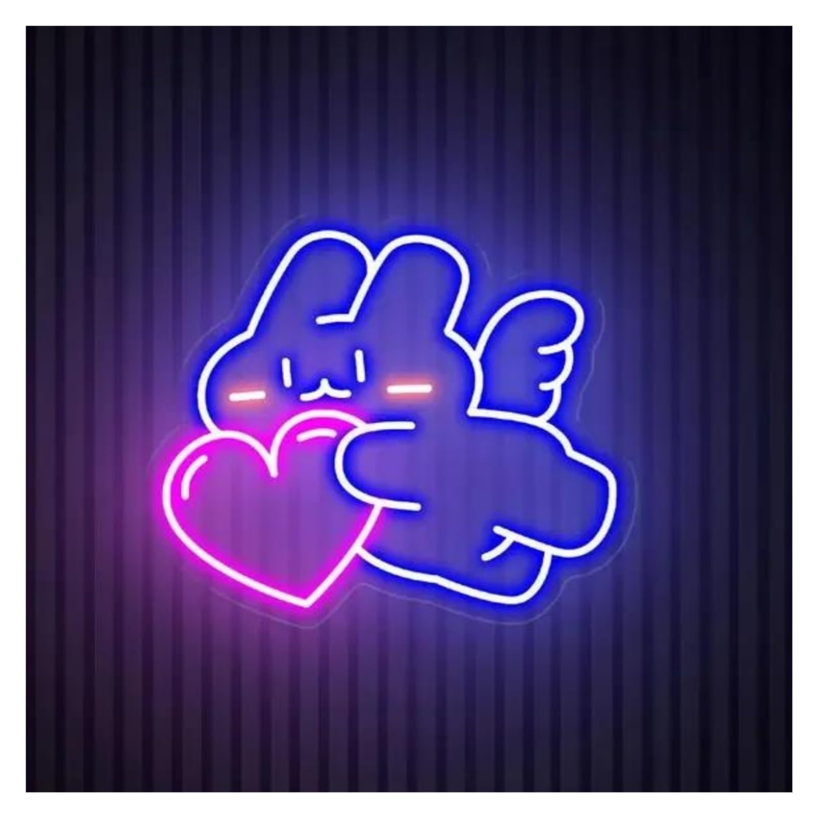 LEMST Signs Lamp USB Powered Rabbit with Heart Neon Lights, Cute Rabbit Angel Neon Signs, for Party Bedroom Decor Neon Sign(A,45cmx45cm)