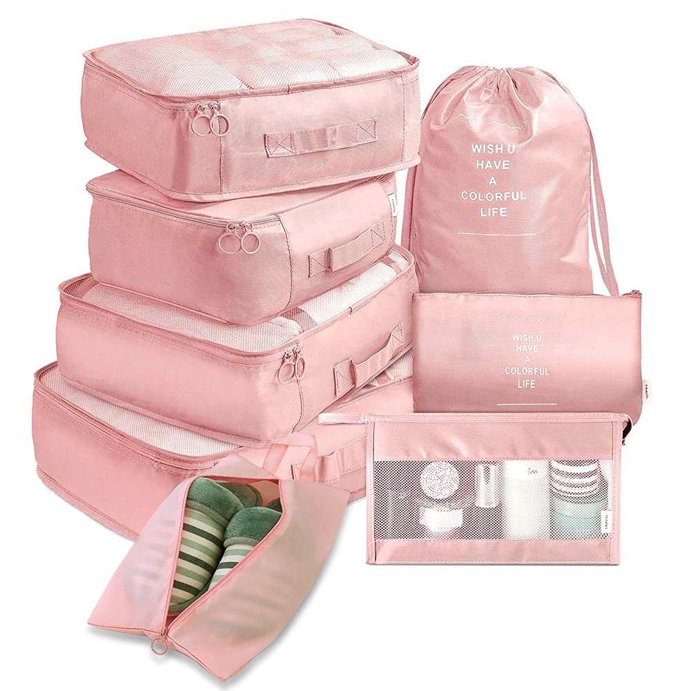 Toifucos Travel Packing Cubes, Multifunction 8Pcs/Set Travel Cubes Luggage Organiser Waterproof Travel Compression Suitcase Bag Travel Essential Bag,