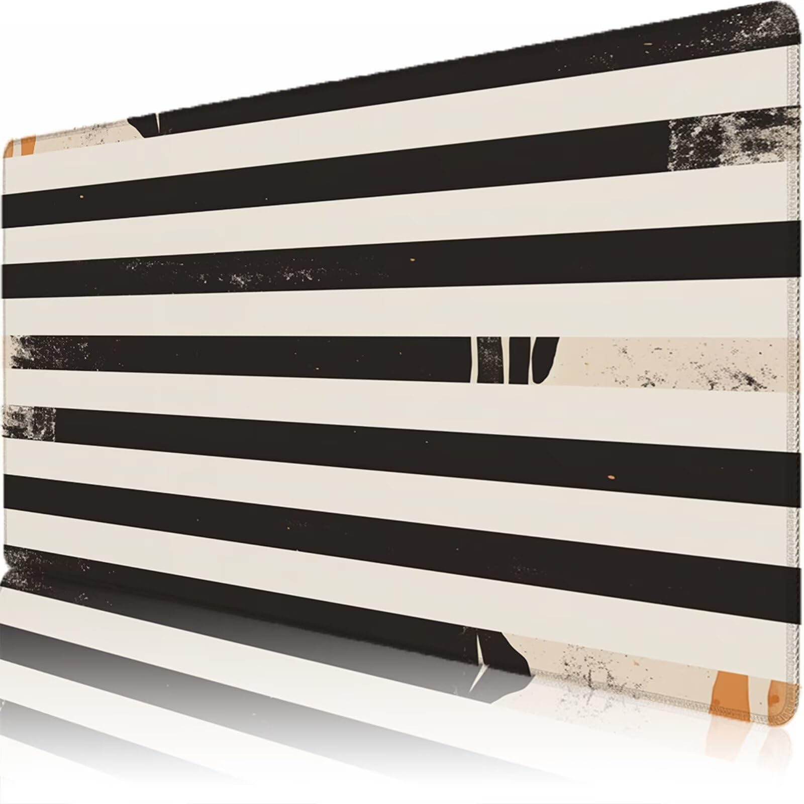 Alfombrilla Ratón XXL 1200 x 600 x 3 mm, Alfombrilla Escritorio, Crema Grande Protector de Mesa con Base de Goma Antideslizante y Bordes Cosidos, Impermeable, para Oficina, PC, Gaming (Raya) L-x5832