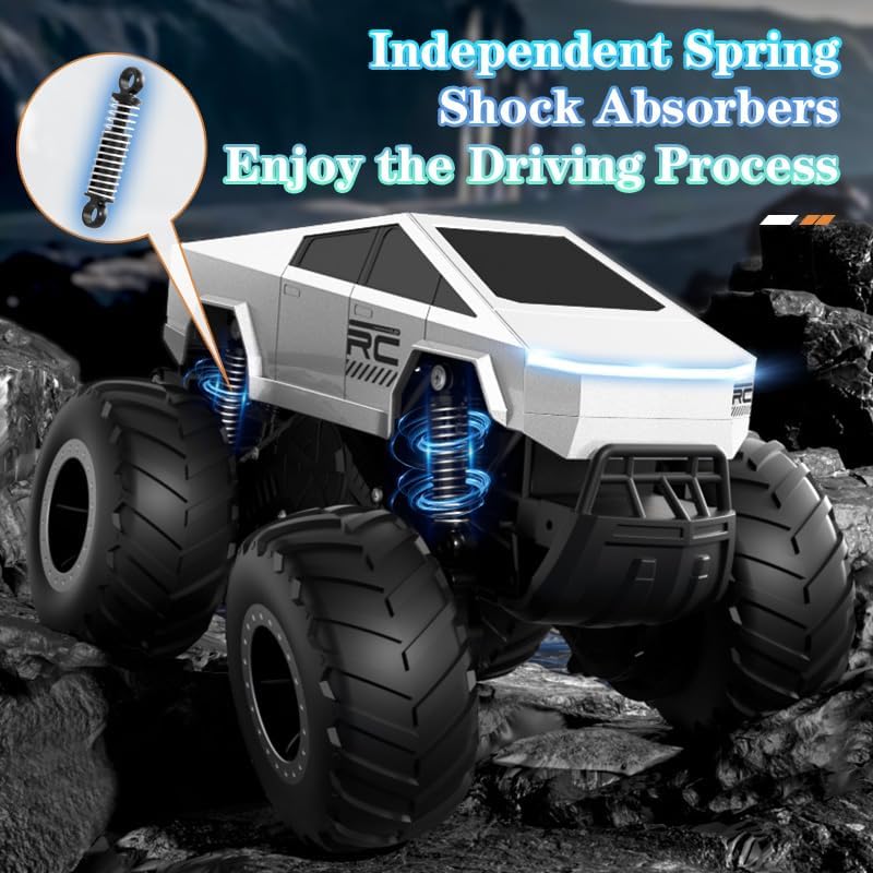 Miniatura 6 de Auto de control remoto impermeable, 116 RC Monster Truck Toys, 900mAh 40+ Min Play, 2.4GHz 4WD Off-Road, auto de control remoto anfibio para niños