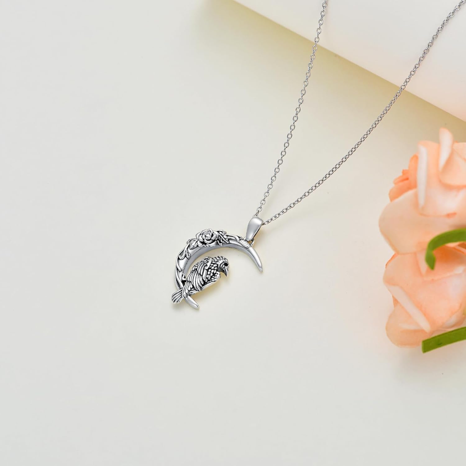 Crow Necklace 925 Sterling Silver Raven Pendant Necklace Gothic Jewelry Gift for Women s - Image 6