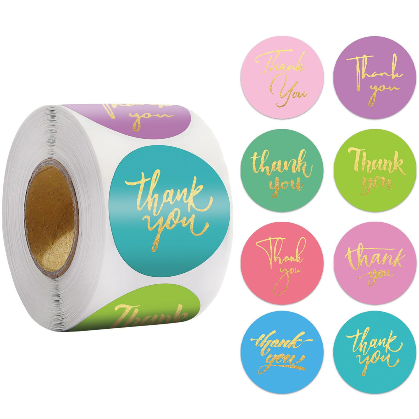 500pcs Thanks You Stickers,2.5cm/1inch Colorful Round Thank You Stickers Self-Adhesive Round Paper Label Sticker for Thanks You Gifts Wedding Birthday Party Bags Packaging Gift Cards Small Paper โ image 1
