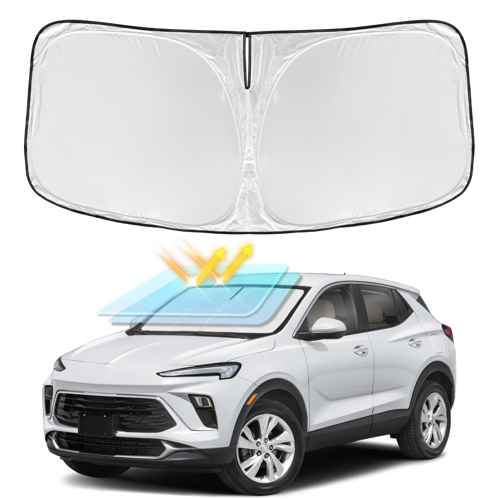 for Buick Encore GX 2020-2024 2025 2026 Windshield Sun Shade - 4 Layers Car Sunshades Front Windows Shade Cover Custom Fit for Encore Sun Visor 250T
