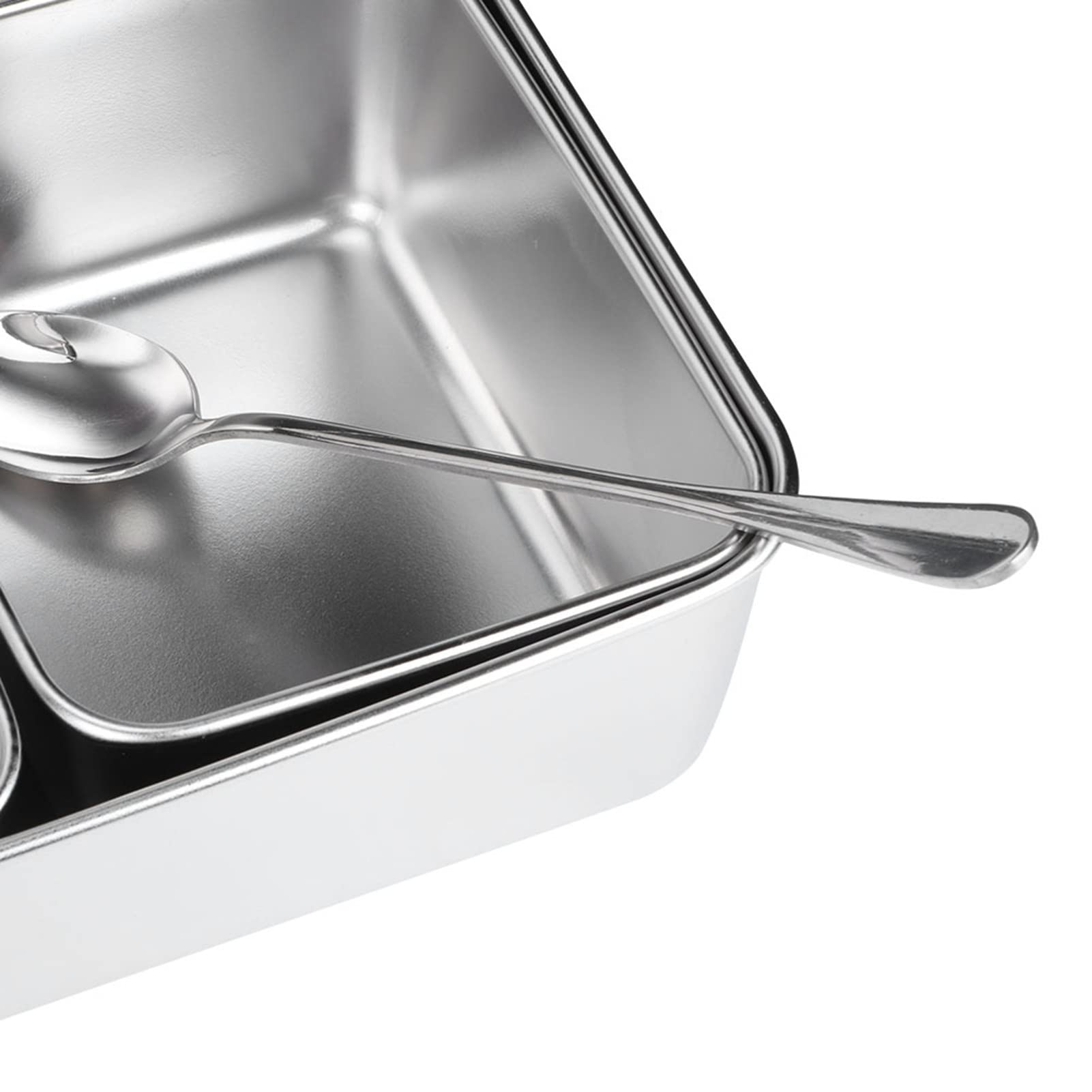 Buachois Scatola per Condimenti in Acciaio Inossidabile a 6 Griglie con Cucchiai e Coperchio, Contenitore da con Scomparto Rimovibile per Snack Sale Zucchero Prodotti Secchi