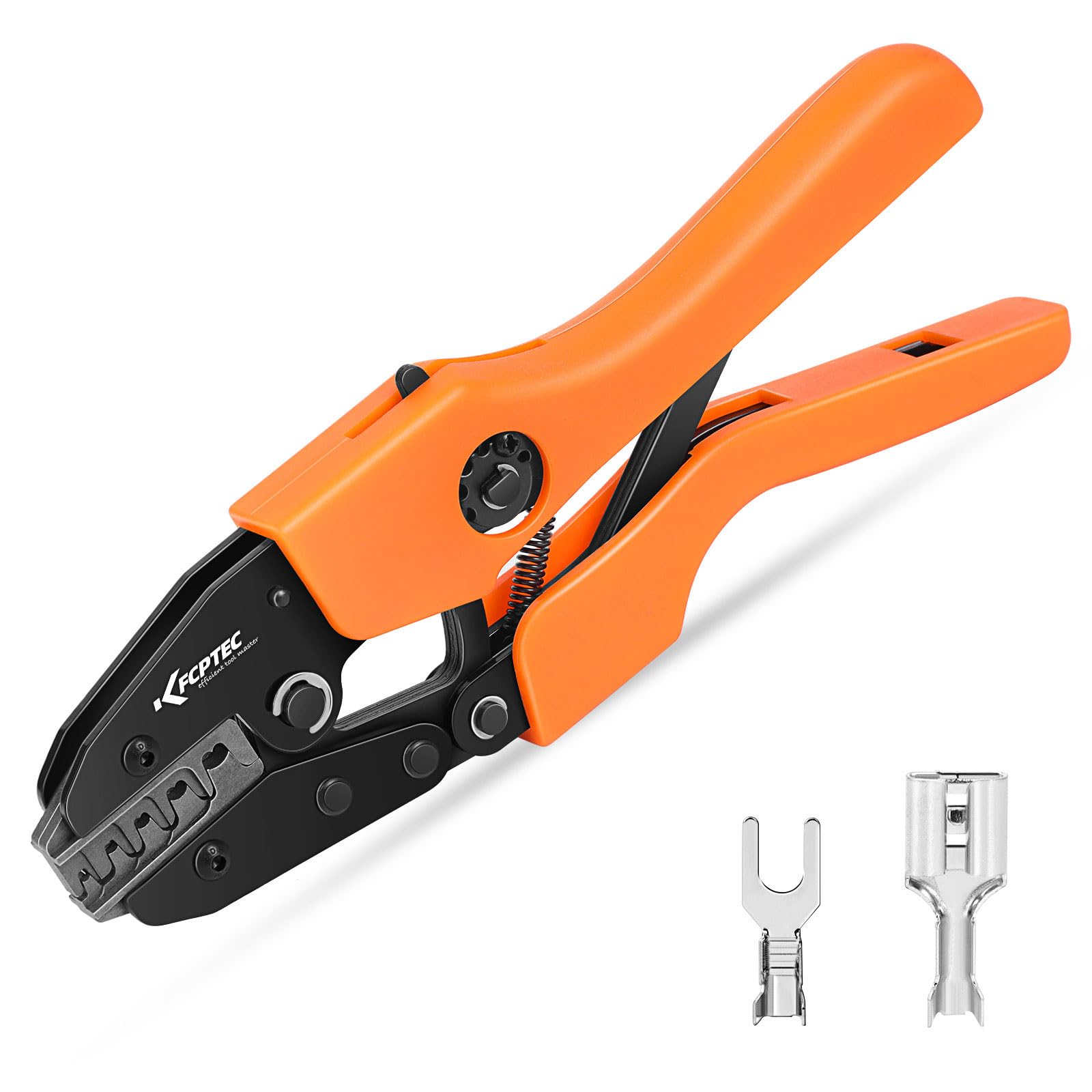 KF CPTEC Crimp Pliers 0.25~6mm² AWG24-10 | Compatible with Open Barrel Terminals (Giboshi and Faston) | Ratchet Crimping Tool for Non-Insulated Terminals | Ideal for Vehicle Wiring and DIY Electrical 