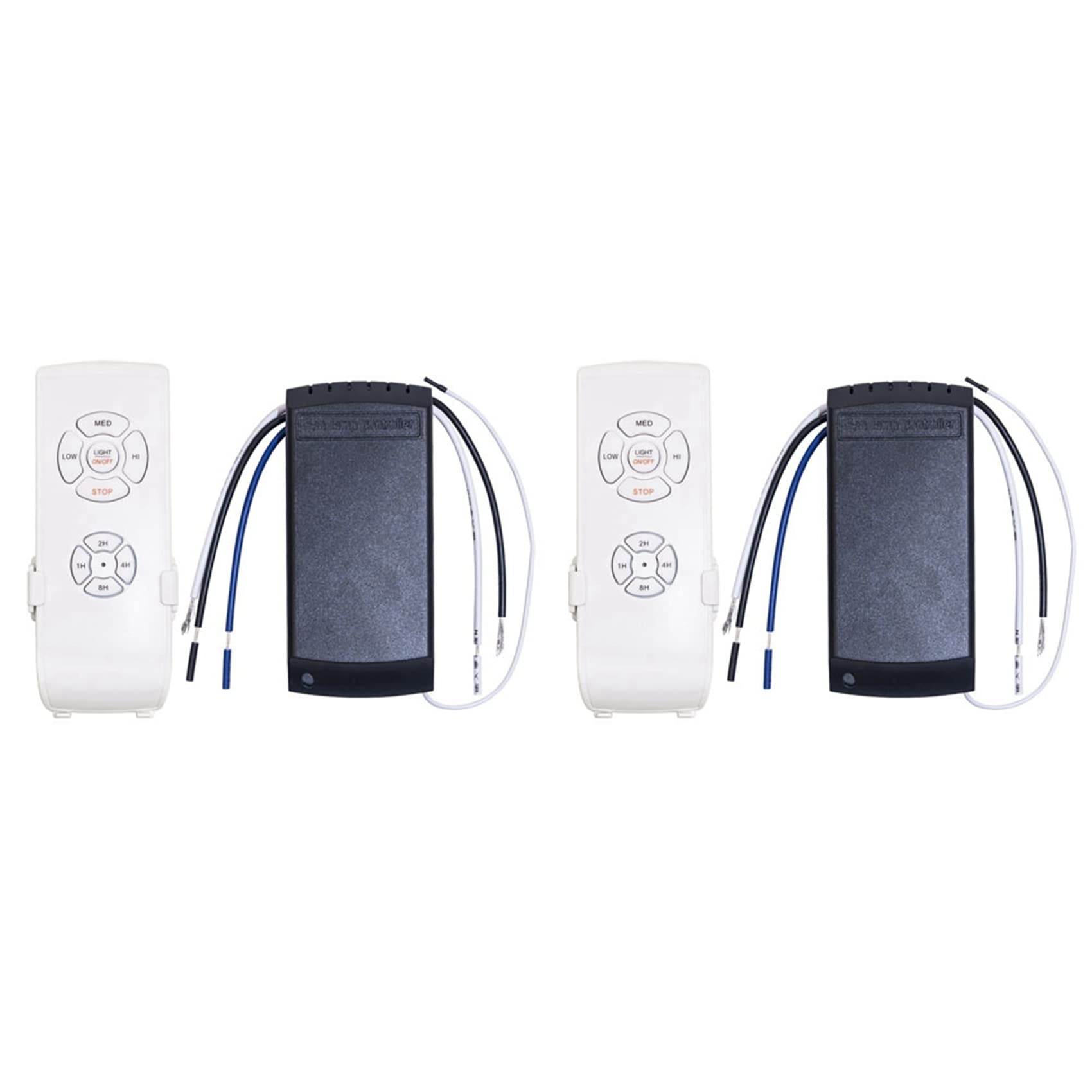 Jnchdghwa White & Black 2X Universal Ceiling Fan Lamp Remote Control Kit Ac 110V Timing Setting Switch Adjuste Wind Speed Transmitter Receiver
