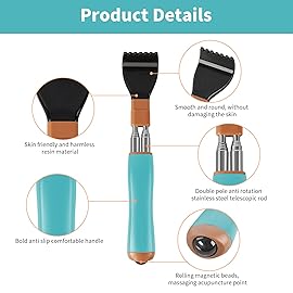 WOVTE Extendable Back Scratcher for Men Women with Massage Ball Anti Rotation, Gifts for Men Stocking Stuffers Easter Basket Stuffers for Adults Men, Birthday Gifts for Husband Dad