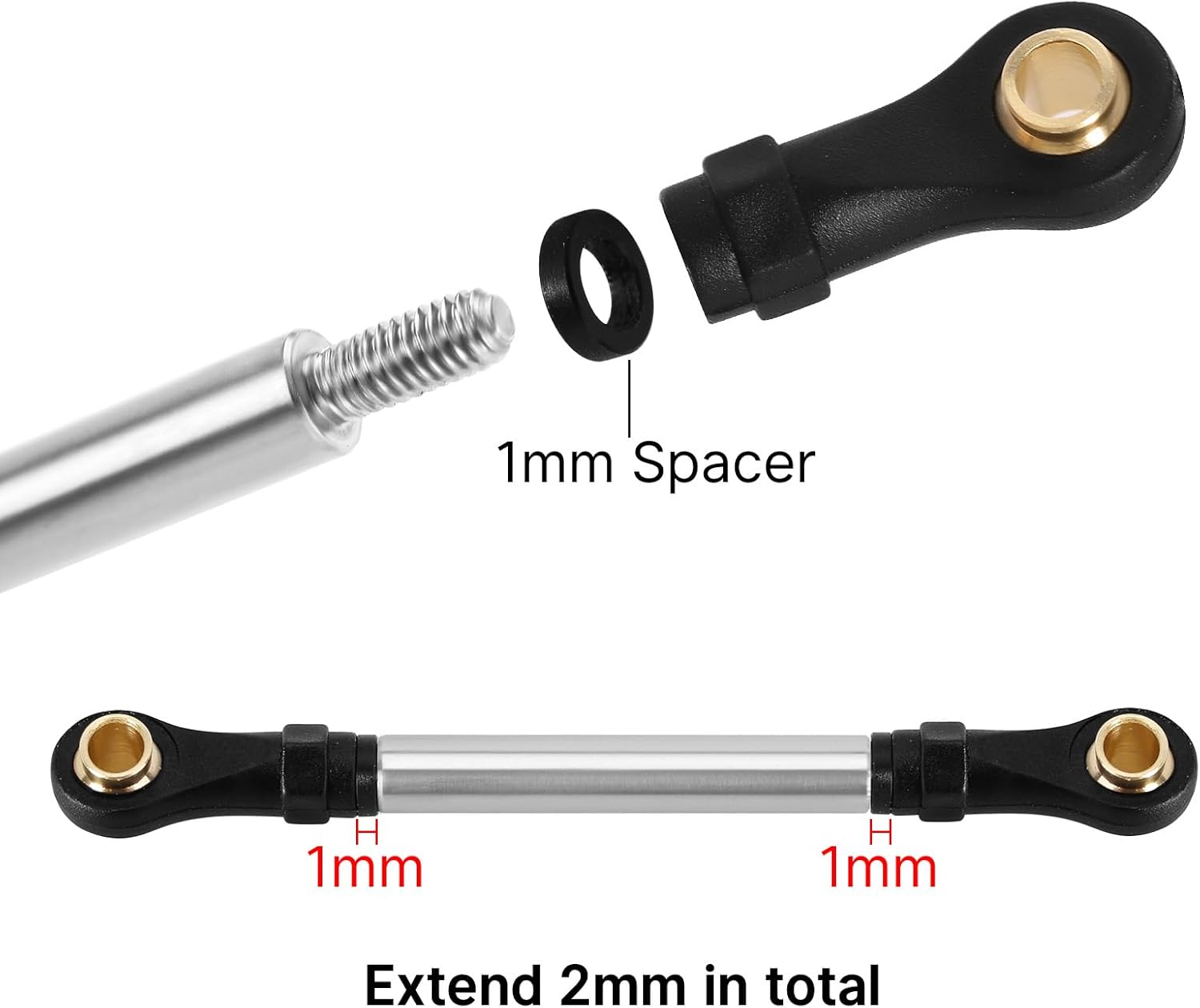INJORA Stainless Steel Steering Link & 41g High Clearance Chassis Links Set for 1/18 RC Crawler TRX4M High Trail K10 F150, 6g