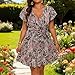 Dresses for Women Plus Size Sexy V Neck Printed Wrap Dress Summer Beach Dress Boho Tropical Vacation Outfits Fashion Maternity Ruffled Sundresses with Belt Holiday Party Sundress for Seniors
