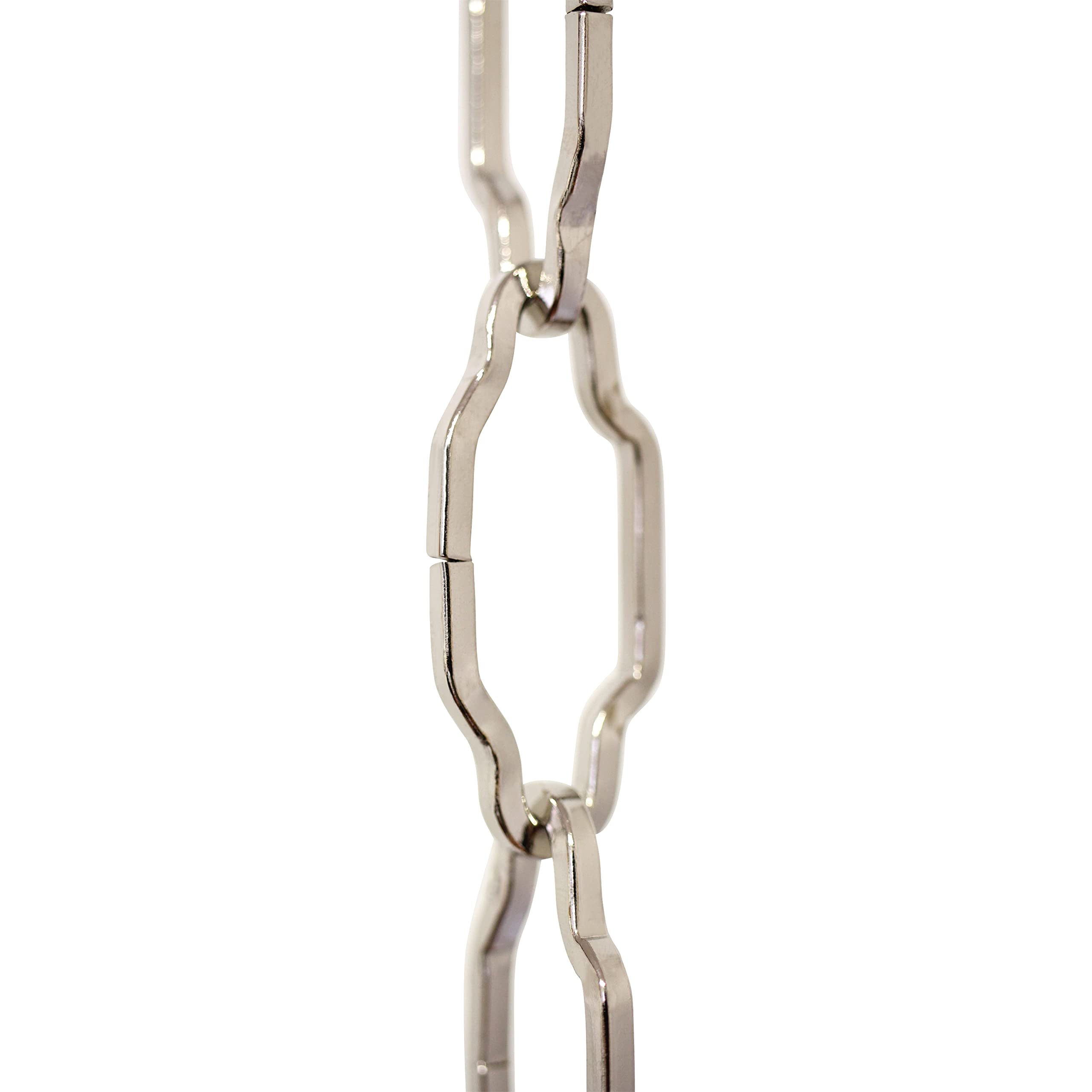 CH-S57-33-PN-10 |9 Gauge Decorative Solid Steel Motif Link Fixture Chain | 10 Foot Increments |Polished Nickel Finish