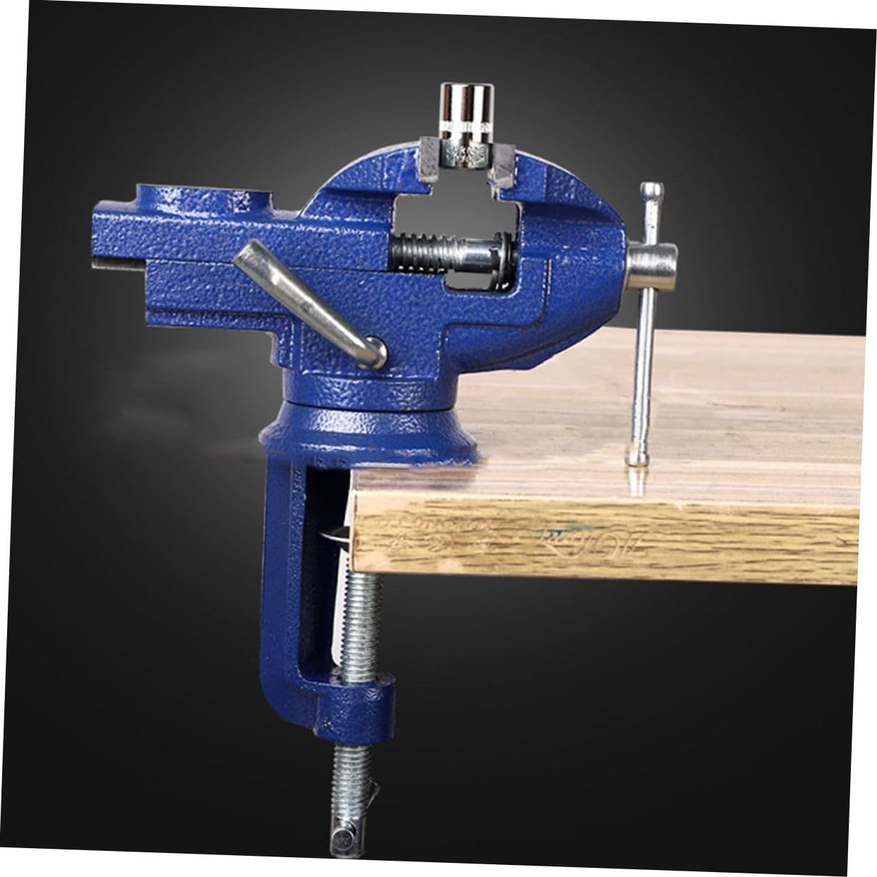 Étau D’établi Rotatif de Petite Taille à Base Pivotante, Bleu