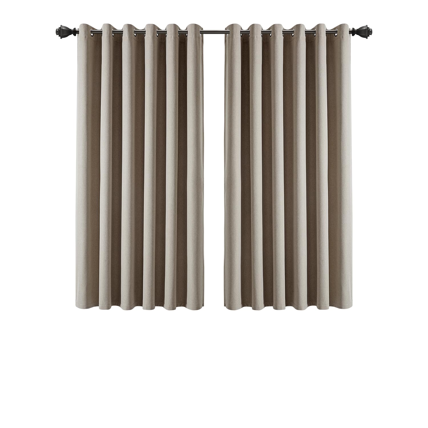 Inspire Homeware Mink Blackout Curtains For Bedroom 46X54 Linen Curtains Super Soft & Energy Saving Thermal Insulated Eyelet Curtain 2 Panels With Matching Tiebacks