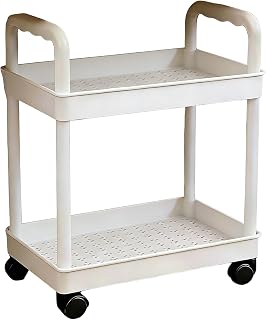 Rolling Storage Trolley Two Tier Storage Rack With Wheels For Easy | Kitchen Trolley For Bathroom Pantry Laundry Room Garage Workplace Student
