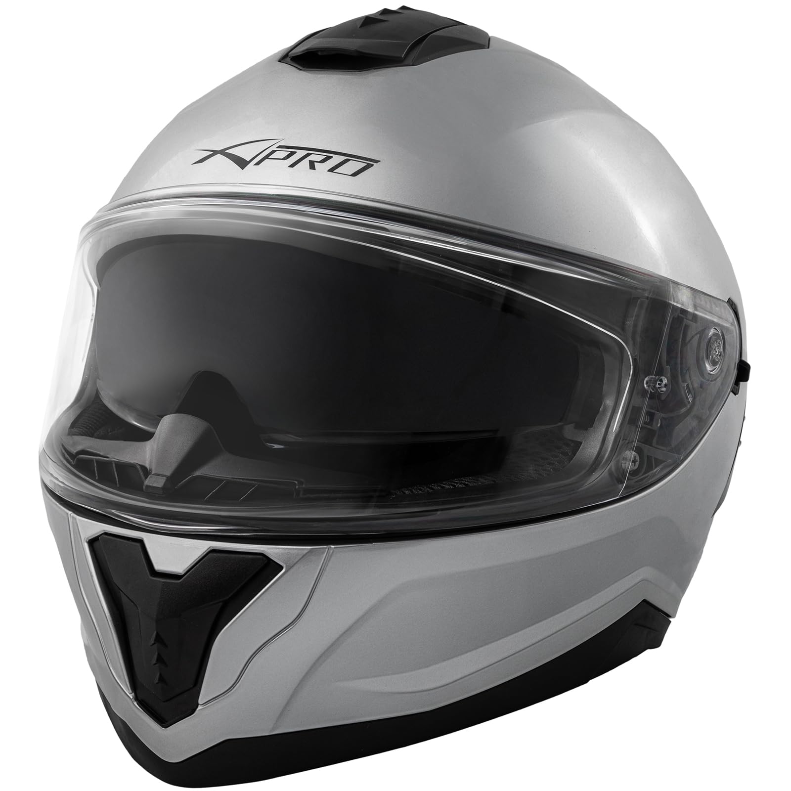 A-Pro Casco Integrale Moto Scooter Touring Visiera Interna Parasole Viaggio Argento M