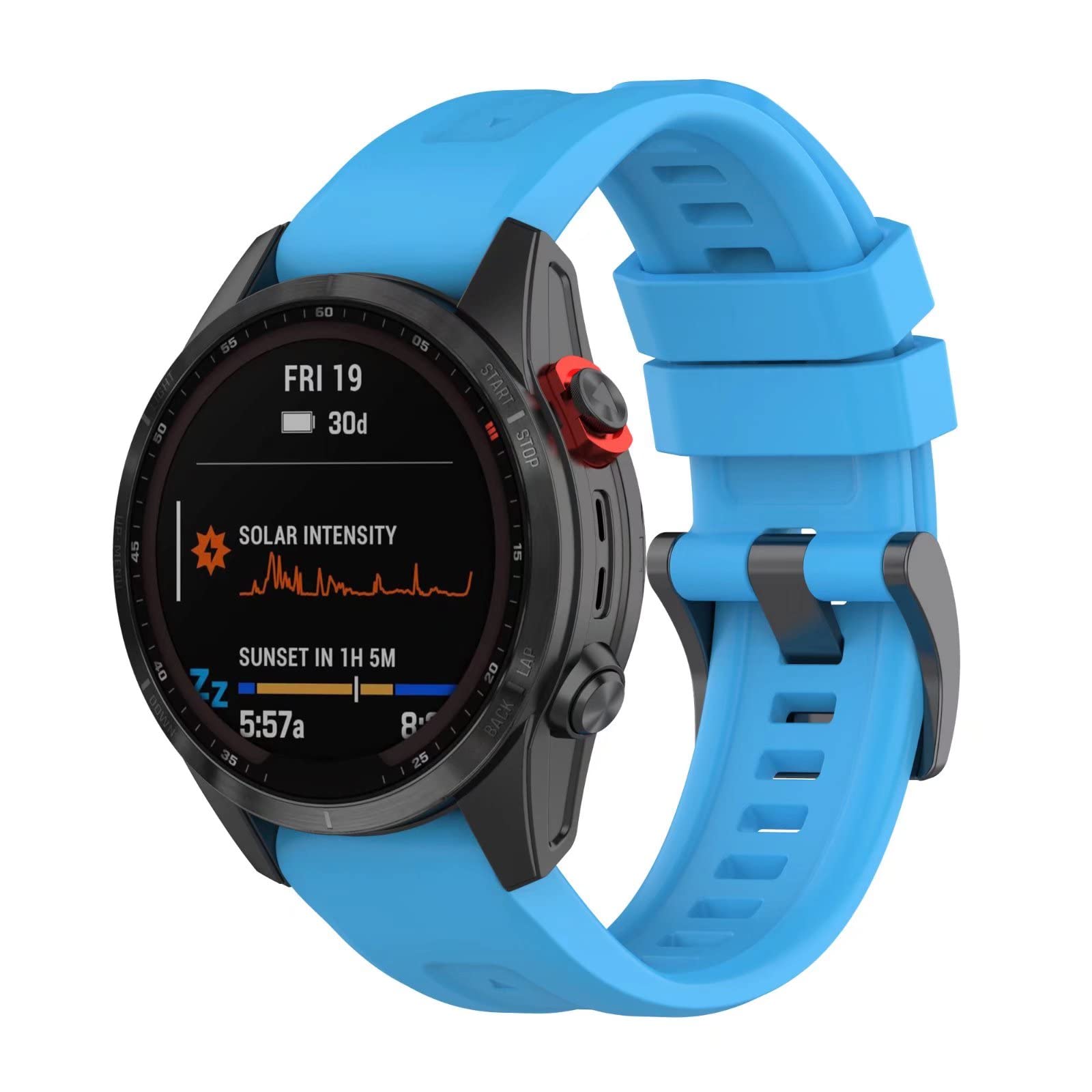 FTRONGRT Soft Silicone 22mm Watch Strap for Garmin Epix Gen 2, Replacement Wristband Bands Bracelet for Garmin Epix Gen 2.Sky Blue
