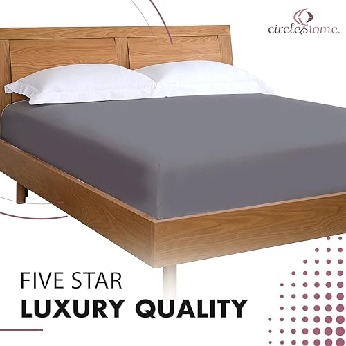 Miniatura 6 de CirclesHome Solo sábana bajera de satén suave de alta calidad, polialgodón de 300 hilos de alta calidad, lavable a máquina y resistente a las