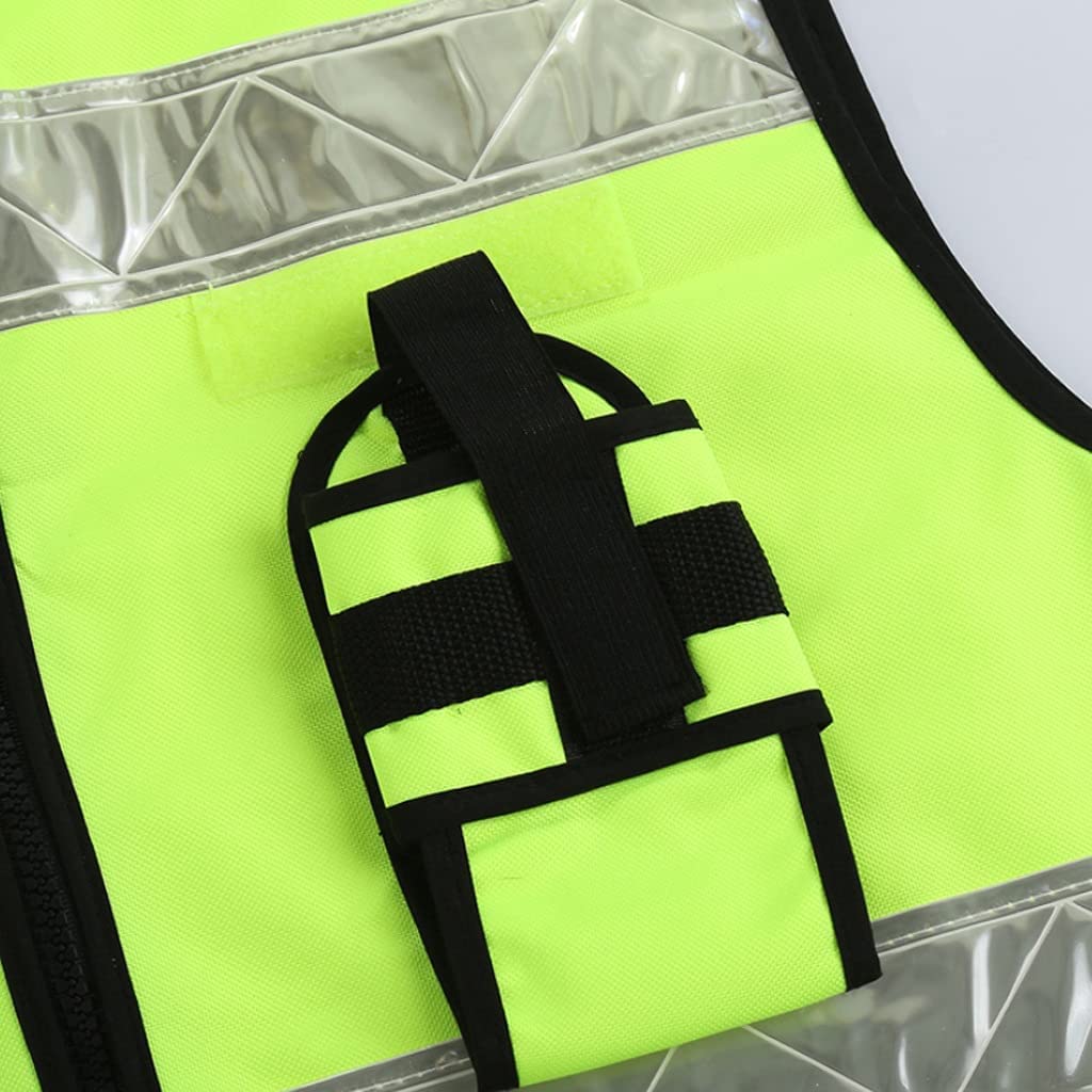 Chaleco de Alta Visibilidad Chaleco de Seguridad Reflectante de Bolsillos múltiples con Cremallera, Chaleco de Trabajo de construcción de Ciclismo Chaleco de Seguridad (Blue : Grün, Size : S)