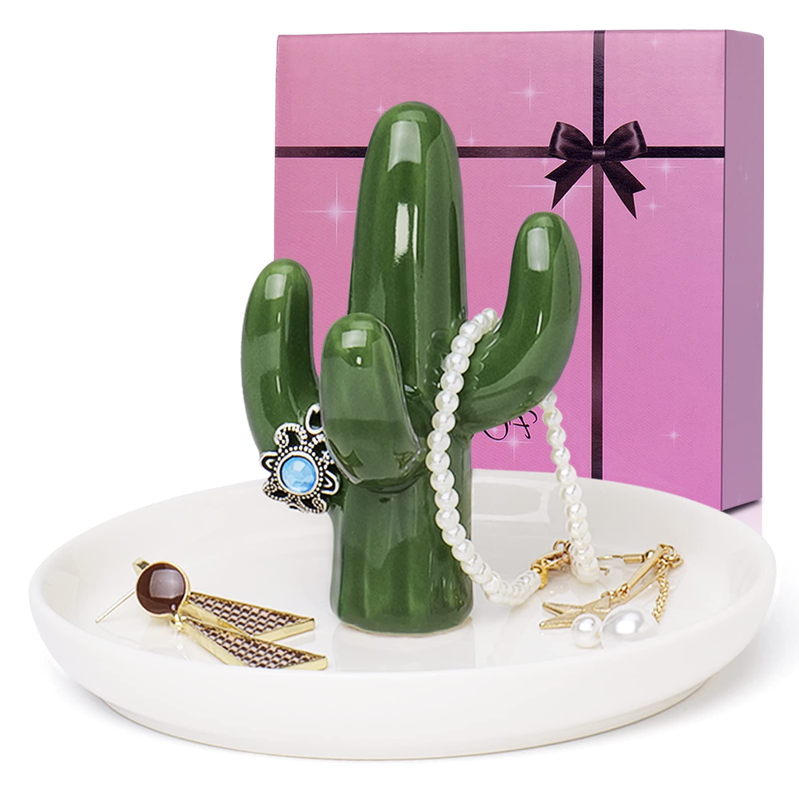 FORAGIFT Geschenk fr Frauen, Keramik-Kaktus-Ringhalter, Schmuckschale,  wunderbares Geschenk fr Kaktusliebhaber, Mutter, Schwester, Tante,  Freundin, Weihnachtsgeburtstagsgeschenke fr Sie : Amazon.de: Fashion