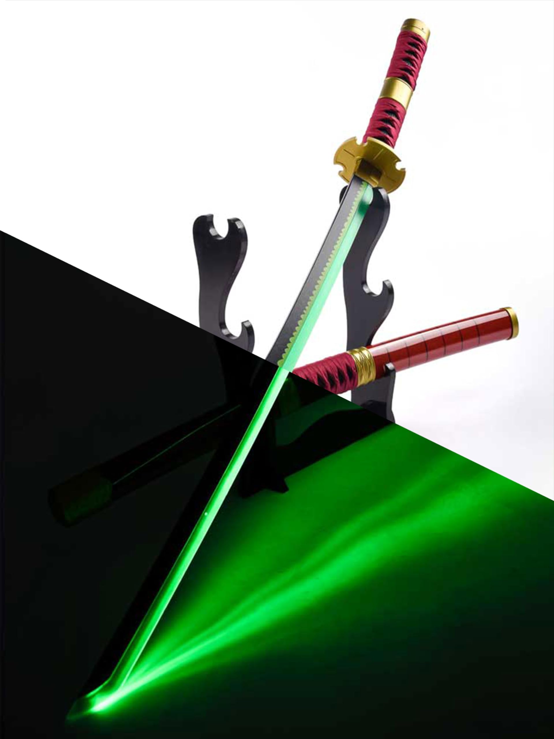 ComicSense.xyz Anime Katana Replica - 104 Cm (Curse) - Large, Multicolor, Wood, Plastic - Rechargeable LED - Teen, Adult