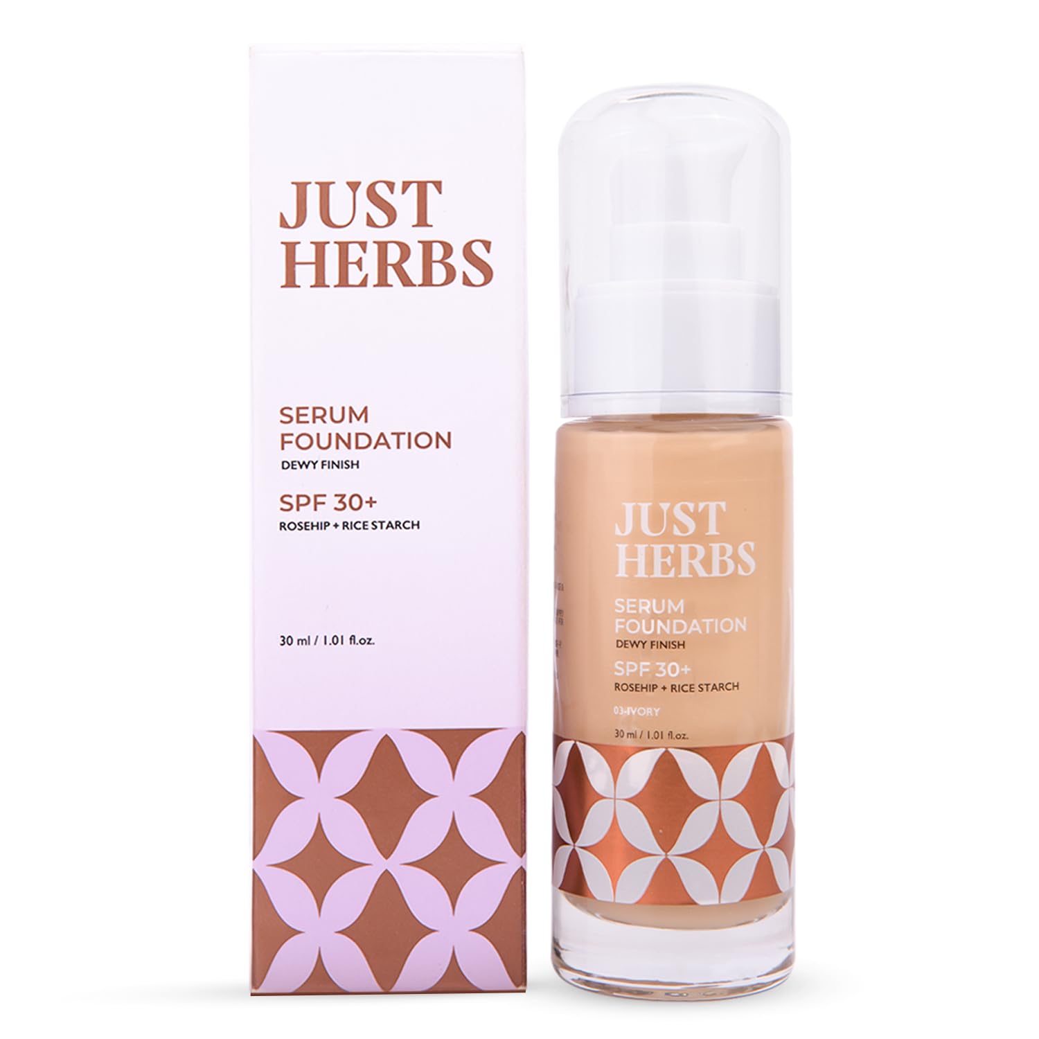 Just Herbs Serum Foundation for Face Makeup with SPF30+ Dewy Finish Full Coverage Makeup Foundation For All Skin Types 20 ml