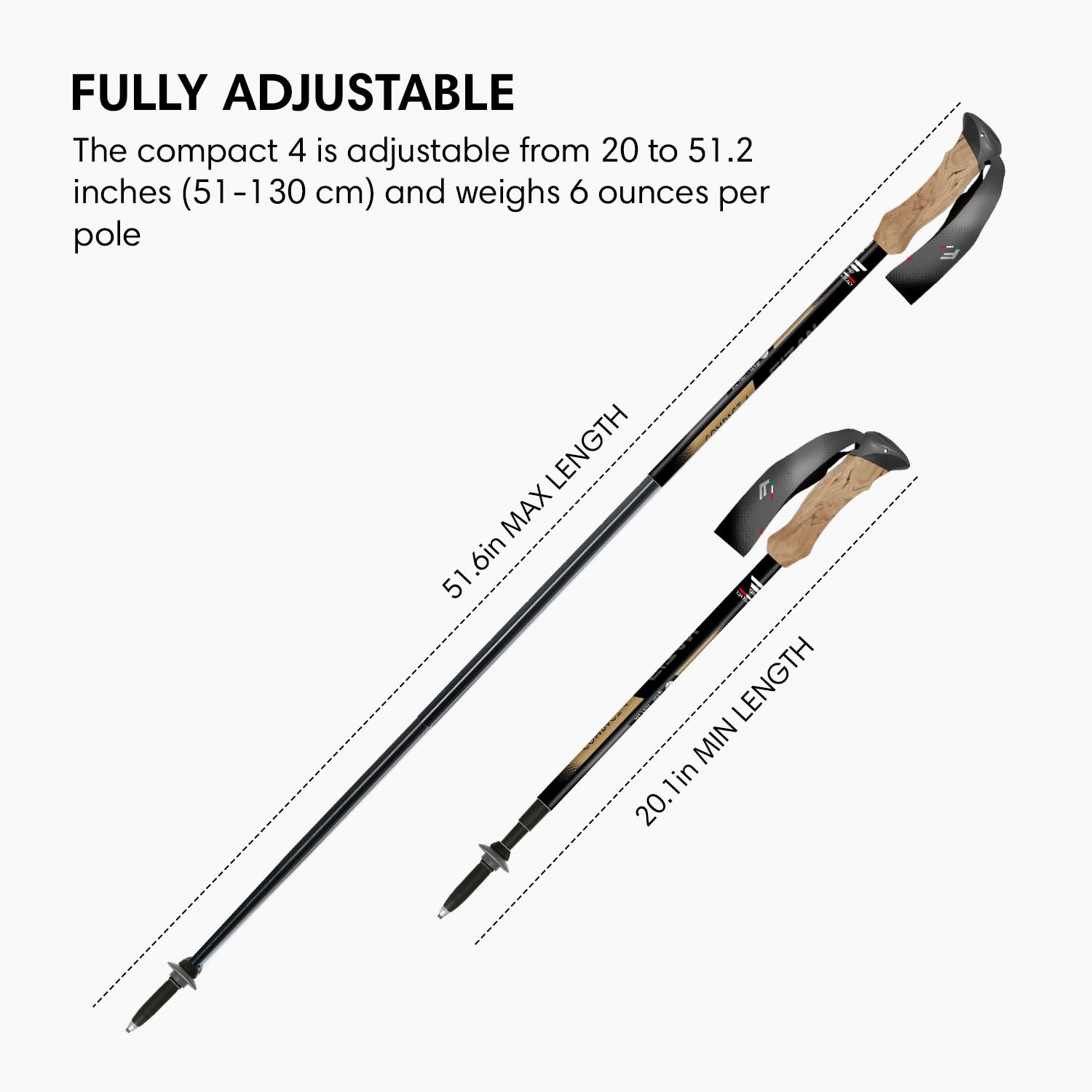 FIZAN Compact 4 Bastones de Trekking, Unisex Adulto