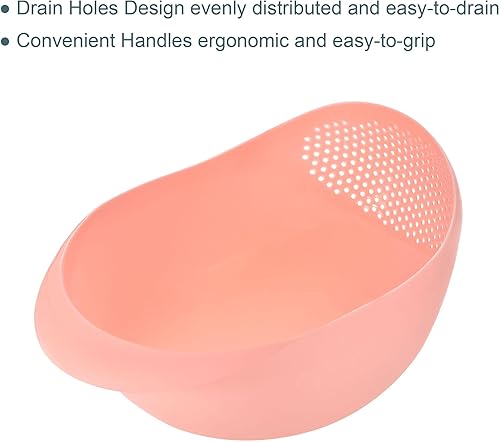 Miniatura 3 de uxcell Colador de lavado de arroz, colador de lavadora de arroz, cuenco de lavado de frutas, cesta de drenaje de frutas y verduras de plástico