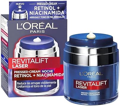L'Oreal Paris Dermo Expertise Revitalift Laser Pressed Crema de Noche Con Retinol Y Niacinamida, 50 ml (Paquete de 1)